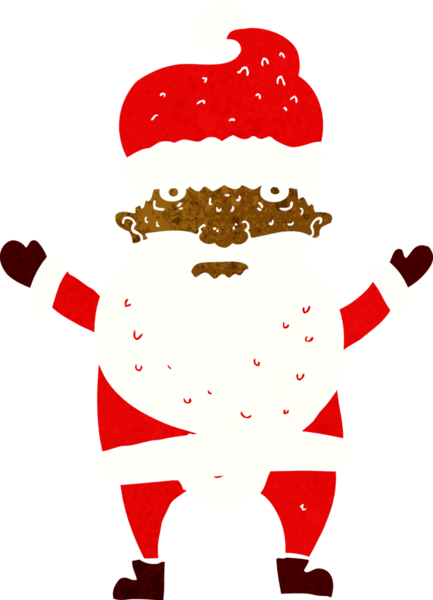 Bir insan tarafından çizilmiş huysuz Noel Baba çizgi filmi.