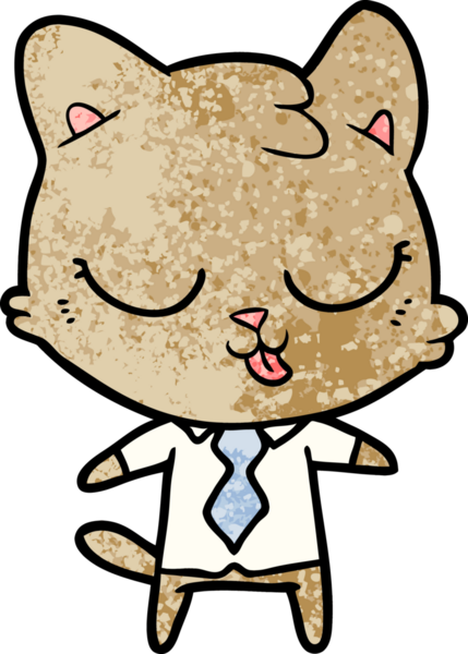 Bir insan tarafından çizilmiş çizgi film iş kedisi.