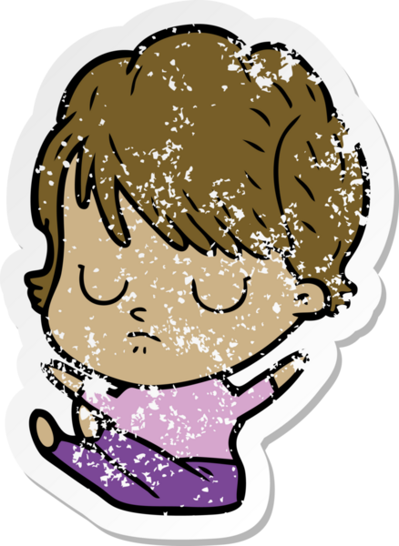 Bir insan tarafından çizilmiş karikatür bir kadının sıkıntılı çıkartması.