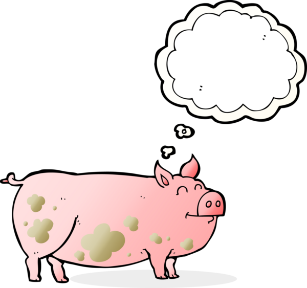 Bir insan tarafından çizilmiş serbest çizim baloncuk karikatür çamurlu domuz