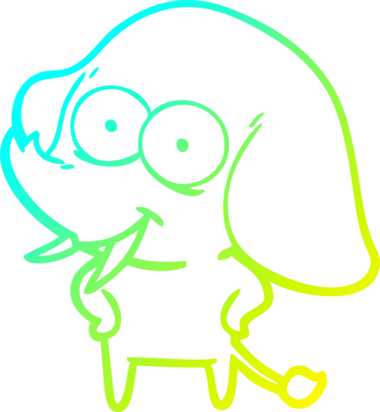 Bir insan tarafından çizilmiş mutlu bir filin soğuk gradyan çizgisi.