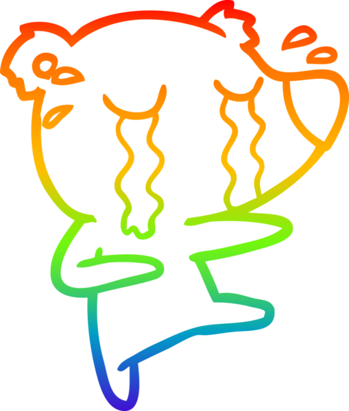 Gökkuşağı gradyan çizgi çizimi bir insan tarafından çizilmiş ağlayan ayı