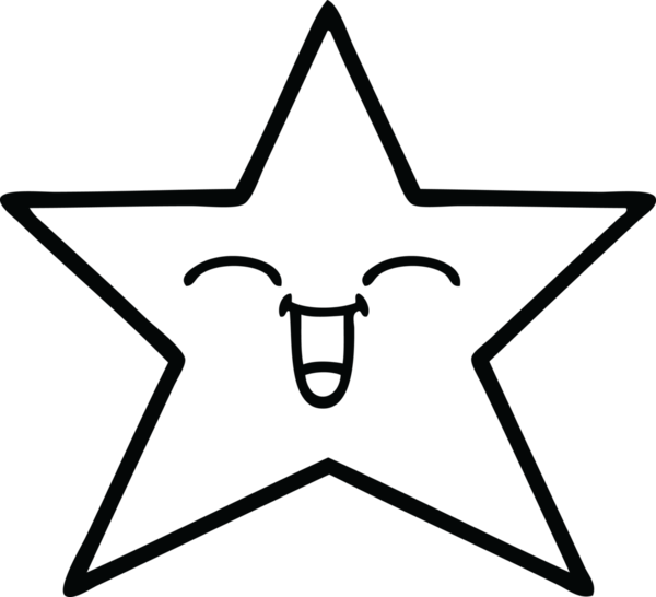 Bir insan tarafından çizilmiş altın yıldızın çizgi çizimi.