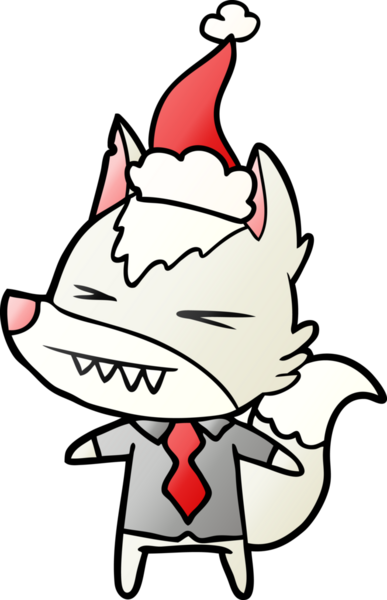 Kızgın kurt patron, bir insan tarafından çizilmiş Noel Baba şapkasının gradyan çizimi.