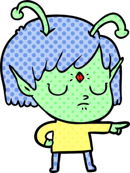 Bir insan tarafından çizilmiş uzaylı kız.