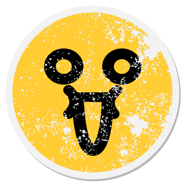 Bir insan tarafından çizilmiş mutlu boş yüz dairesel etiketi.