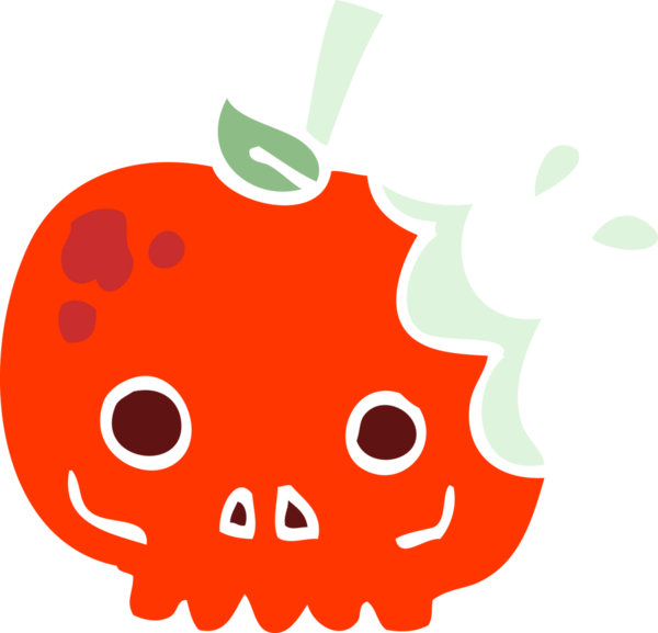 Bir insan tarafından çizilmiş düz renkli çizim kırmızı zehirli elma.