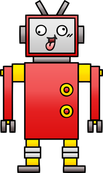 Bir insan tarafından çizilmiş çılgın bir robotun gölgeli çizgi filmi.