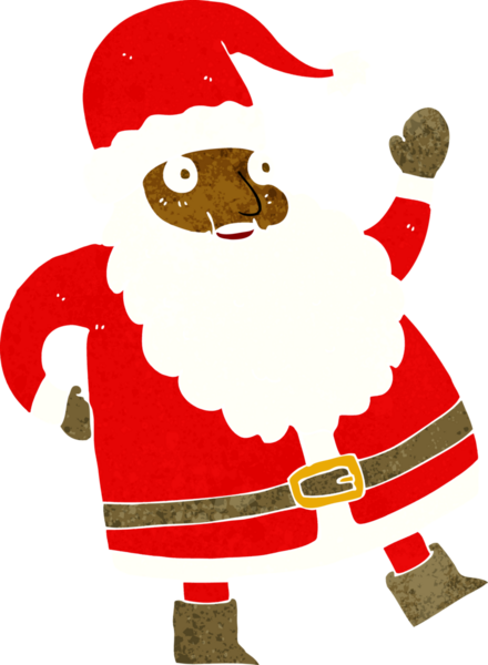 Bir insan tarafından çizilmiş komik bir Noel Baba çizgi filmi.