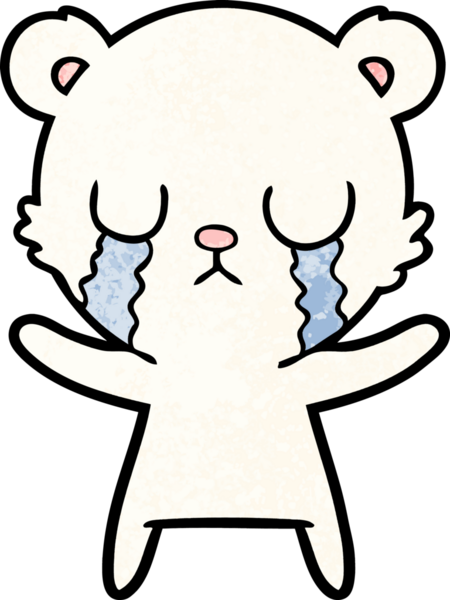 Bir insan tarafından çizilmiş üzgün küçük kutup ayısı çizgi filmi.