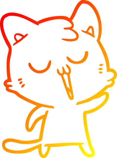 Bir insan tarafından çizilmiş çizgi film kedisinin sıcak çizgi çizimi