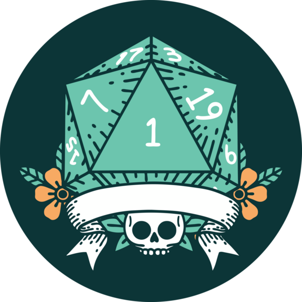 Bir insan tarafından çizilen bir d20 zar atma ikonu