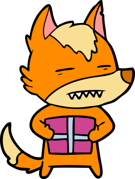 Bir insan tarafından çizilmiş tilki çizgi film karakteri.