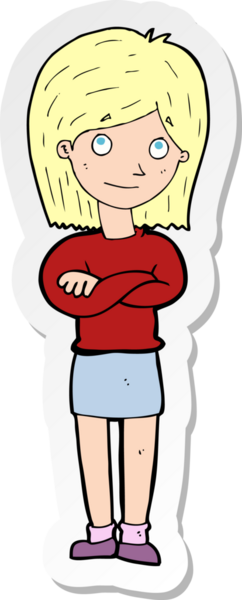 Bir insan tarafından çizilmiş, karikatür dostu bir kızın çıkartması.