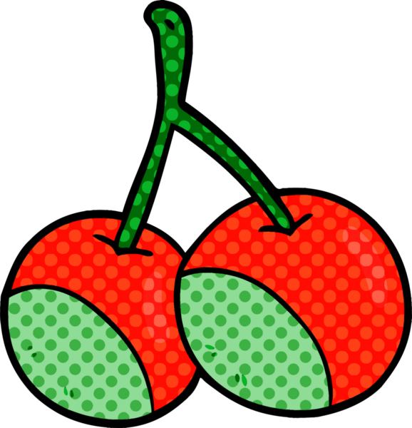 Bir insan tarafından çizilmiş kirazlar.