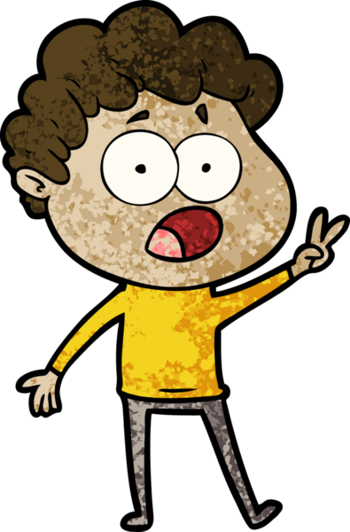 Bir insan tarafından çizilmiş bir karikatür adamı şaşkınlıkla nefes nefese kaldı.