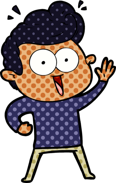 Bir insan tarafından çizilmiş çizgi film bakışlı adam.