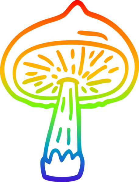 gökkuşağı gradyan çizgi çizimi bir insan tarafından çizilmiş mantar karikatürü