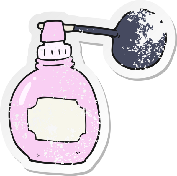 Bir insan tarafından çizilmiş karikatür parfüm şişesinin gerilimli yapıştırması.