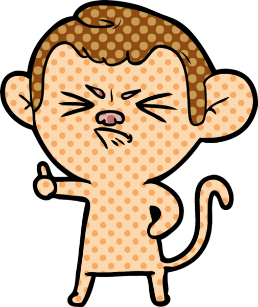 Bir insan tarafından çizilmiş kızgın maymun çizgi filmi.