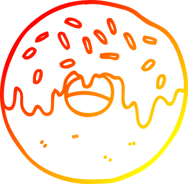 Bir insan tarafından çizilmiş çizgi film donutunun sıcak gradyan çizimi