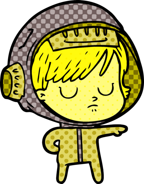 Bir insan tarafından çizilmiş astronot kadın.