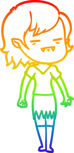 Gökkuşağı gradyan çizgi çizimi Bir insan tarafından çizilen ölümsüz vampir kız çizgi