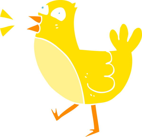 Bir insan tarafından çizilen kuşun düz renk çizimi