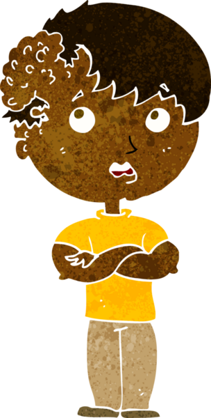 Bir insan tarafından çizilmiş kafasında büyüyen çizgi film çocuğu.