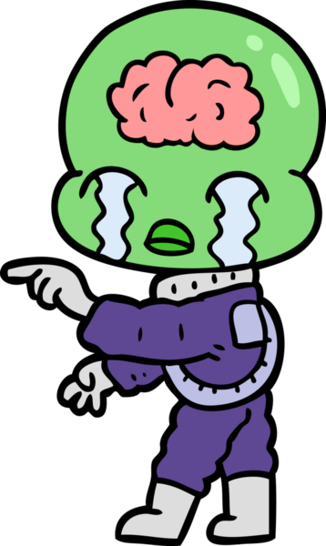 çizgi film büyük beyin uzaylı ağlayan ve bir insan tarafından çizilen