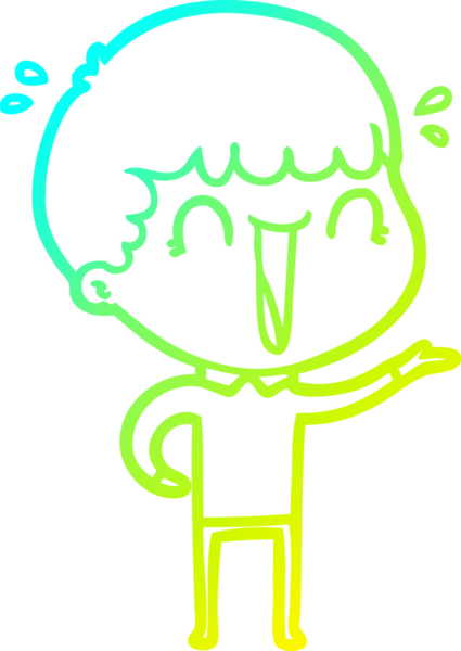 Bir insan tarafından çizilmiş gülen bir çizgi film karakterinin soğuk gradyan çizgisi.