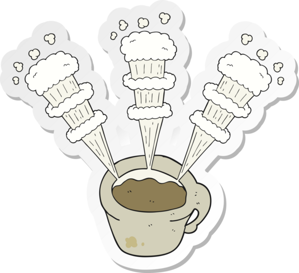 Bir insan tarafından çizilmiş sıcak kahve fincanının çıkartması.