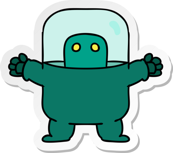 Bir insan tarafından çizilmiş takım elbiseli bir uzaylının el çizimi karikatürü.