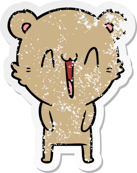 Bir insan tarafından çizilmiş mutlu ayı karikatürünün sıkıntılı çıkartması.