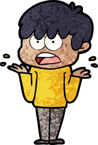 Bir insan tarafından çizilmiş endişeli çizgi film çocuğu.