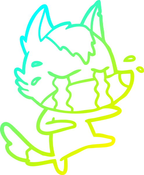 Bir insan tarafından çizilmiş ağlayan kurdun soğuk çizgi çizimi.