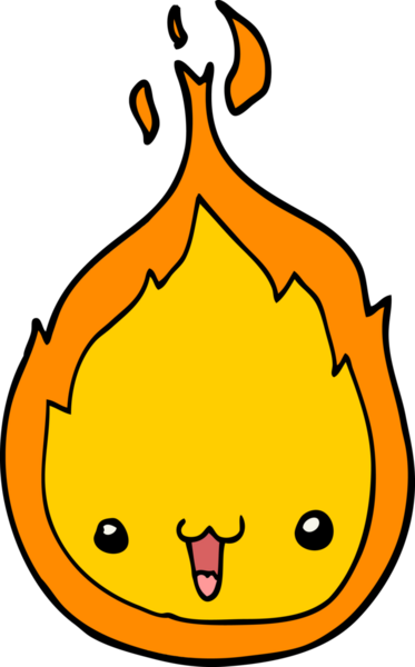 Bir insan tarafından çizilmiş sevimli çizgi film alevi