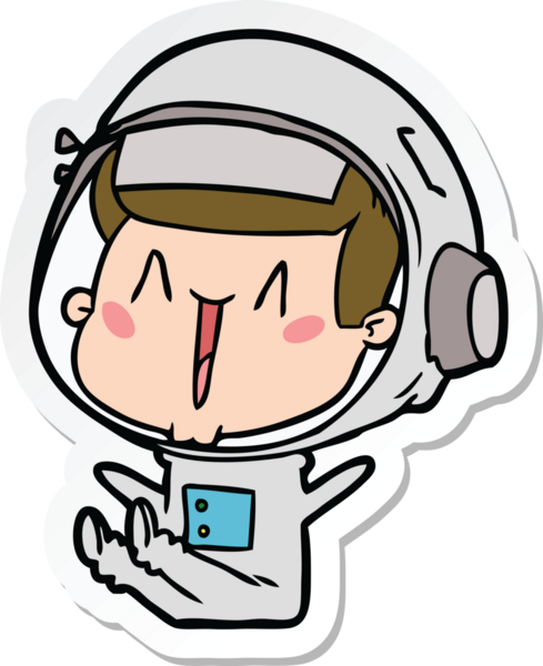 Bir insan tarafından çizilmiş mutlu bir astronotun çıkartması.