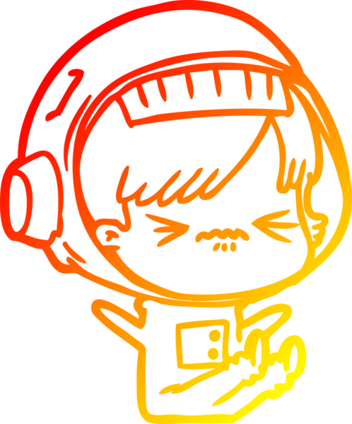 Bir insan tarafından çizilmiş bir astronot kadın çizgi çizimi.