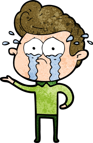 Bir insan tarafından çizilmiş ağlayan bir karikatür.