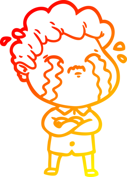 Bir insan tarafından çizilmiş ağlayan bir çizgi film karakteri çizimi.