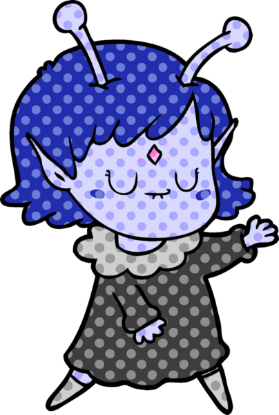 Bir insan tarafından çizilmiş uzaylı kız çizgi filmi.