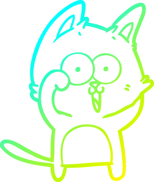 Bir insan tarafından çizilmiş komik çizgi film kedisinin soğuk gradyan çizgisi.