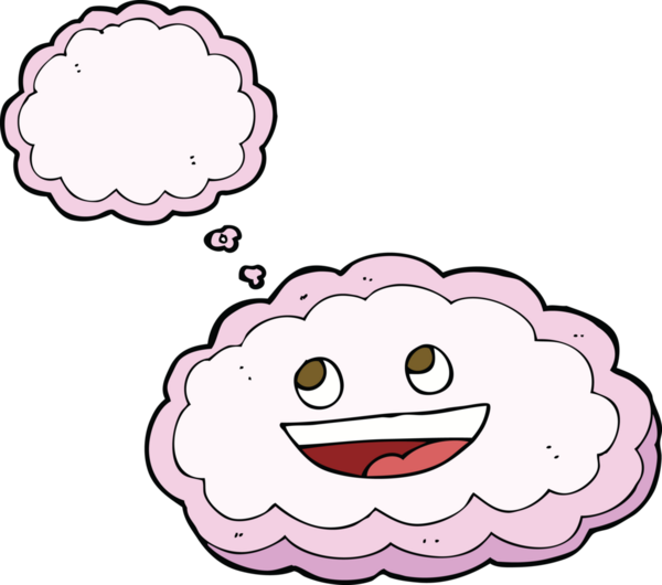 Bir insan tarafından çizilmiş düşünce baloncuklu karikatür dekoratif bulut