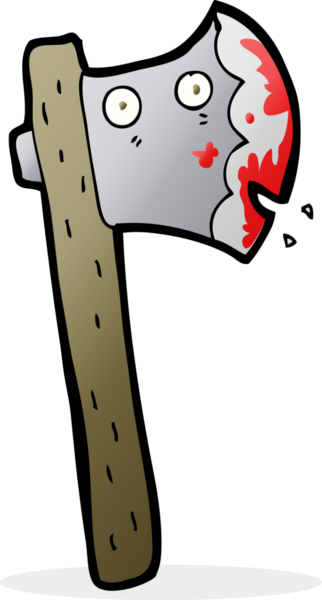 Bir insan tarafından çizilmiş kanlı balta.