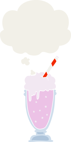 Düşünce baloncuklu karikatür milkshake 'i bir insan tarafından çizilmiş.