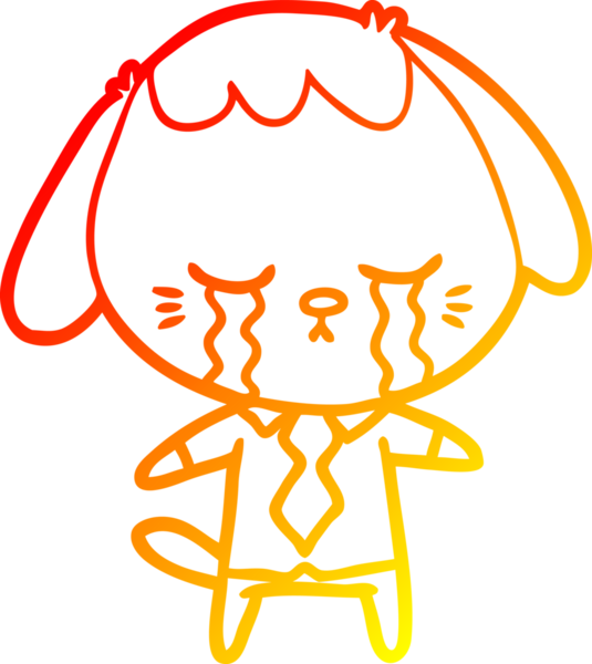 Bir insan tarafından çizilmiş, ağlayan bir köpeğin çizgi film çizimi.