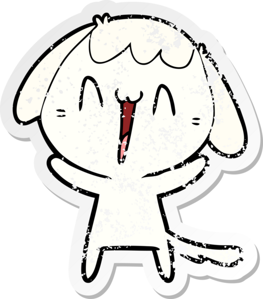 Bir insan tarafından çizilmiş şirin bir köpeğin sıkıntılı çıkartması.