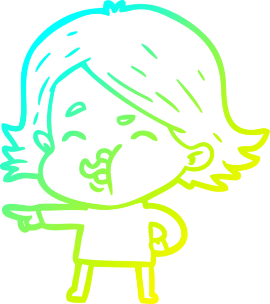 Bir insan tarafından çizilmiş bir karikatür kızı çizimi.