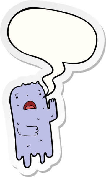 Bir insan tarafından çizilmiş balon çıkartmalı çizgi film hayaleti.